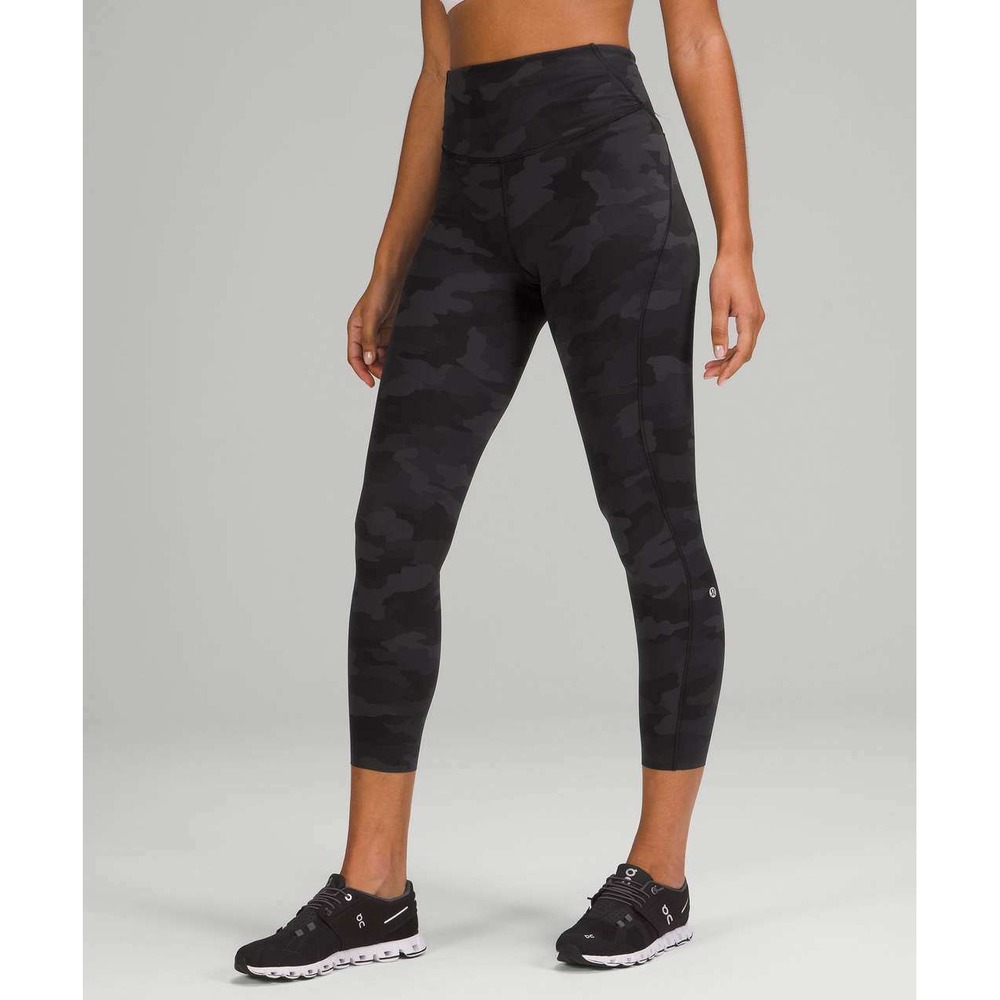 Lululemon Base Pace High-Rise Running Tight 25" Womens Sz 4 Camo Grey Black Run